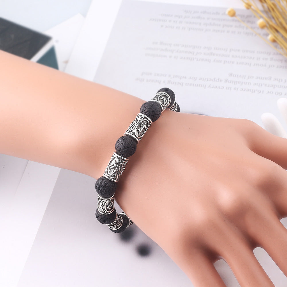Pulsera De Aleación De Piedra Volcánica Vikinga al por mayor
